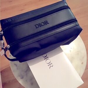 New 🎁 idea Dior Men's Navy Blue Dual Compartment Toiletry Bag In Box